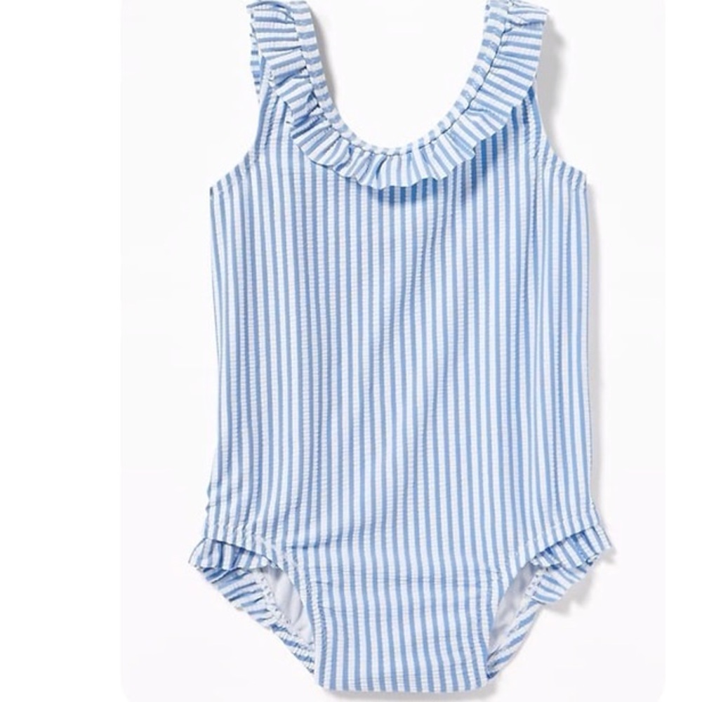 Ruffle trim swimsuit for baby